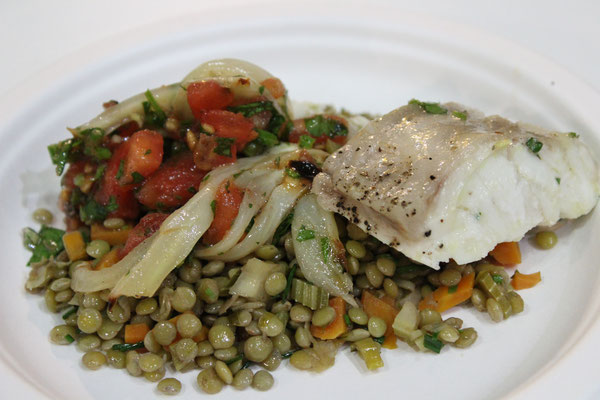 Alblinse (lentil) with fish